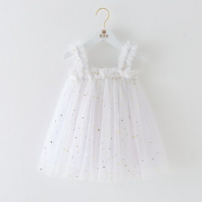 Christmas Star Moon Strapless Dress for Children - Festive Holiday Party Dress - Free Shipping