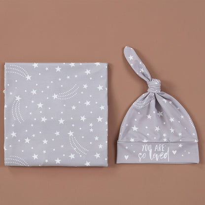 Baby Wraparound Swaddle Cloth with Rabbit Ears Hair Band - Newborn Gift Set - Free Shipping