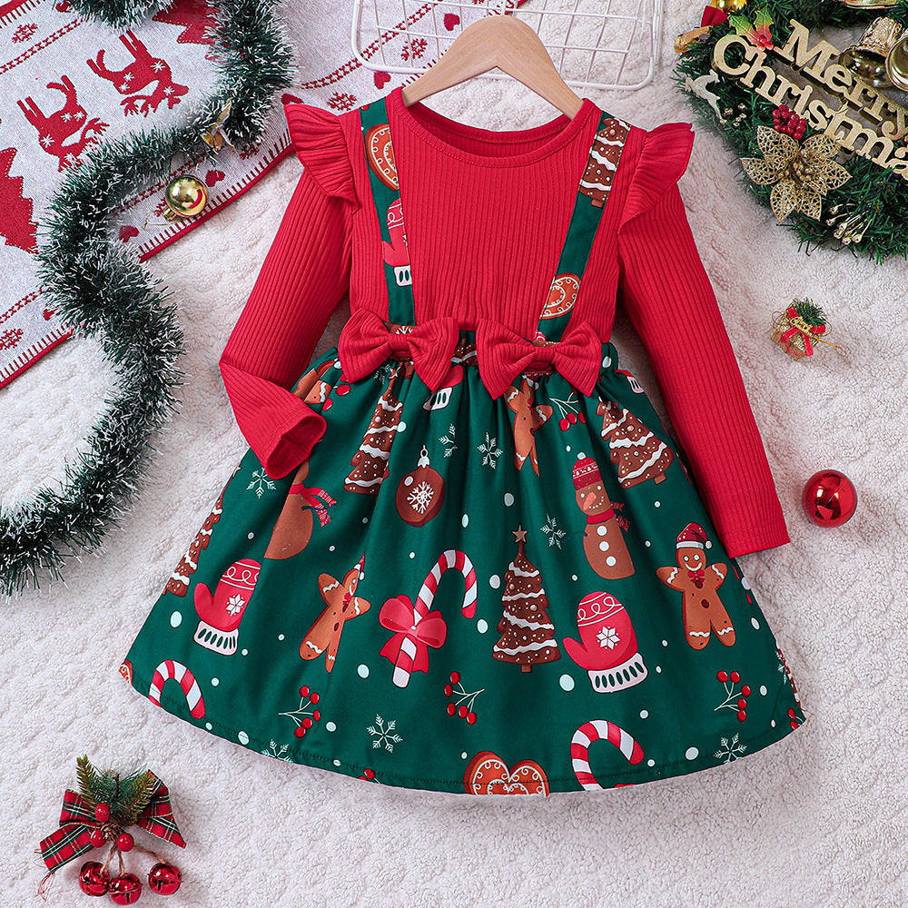 Christmas Patchwork Dress - Festive Two-Piece Style Baby Girl Dress
