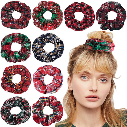 Christmas Velvet Scrunchie - Festive Hair Ring Accessory for Girls