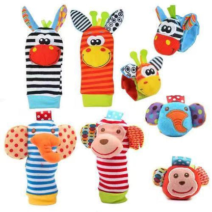 Baby Sensory Wrist Rattle & Socks Set - Cute Animal Cartoon Developmental Toy - Free Shipping