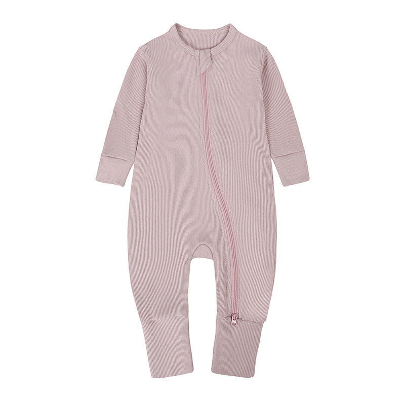 Newborn Solid Color Rib Fabric Romper - Soft One-Piece Baby Clothing - Free Shipping