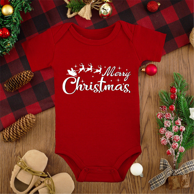 Merry Christmas Baby Romper - Adorable Red Deer Jumpsuit for Boys & Girls