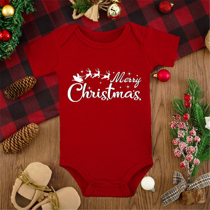 Merry Christmas Baby Romper - Adorable Red Deer Jumpsuit for Boys & Girls