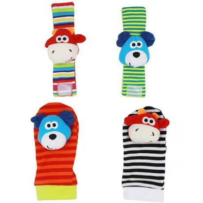 Baby Sensory Wrist Rattle & Socks Set - Cute Animal Cartoon Developmental Toy - Free Shipping