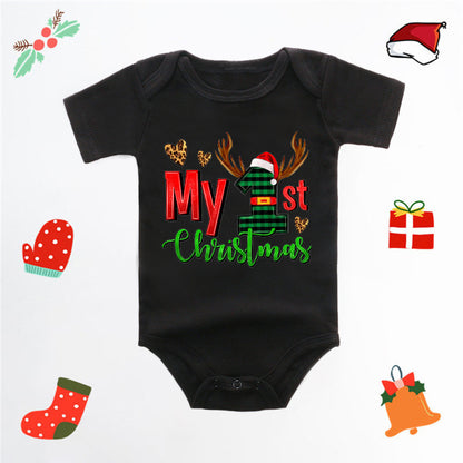 Merry Christmas Baby Romper - Adorable Red Deer Jumpsuit for Boys & Girls