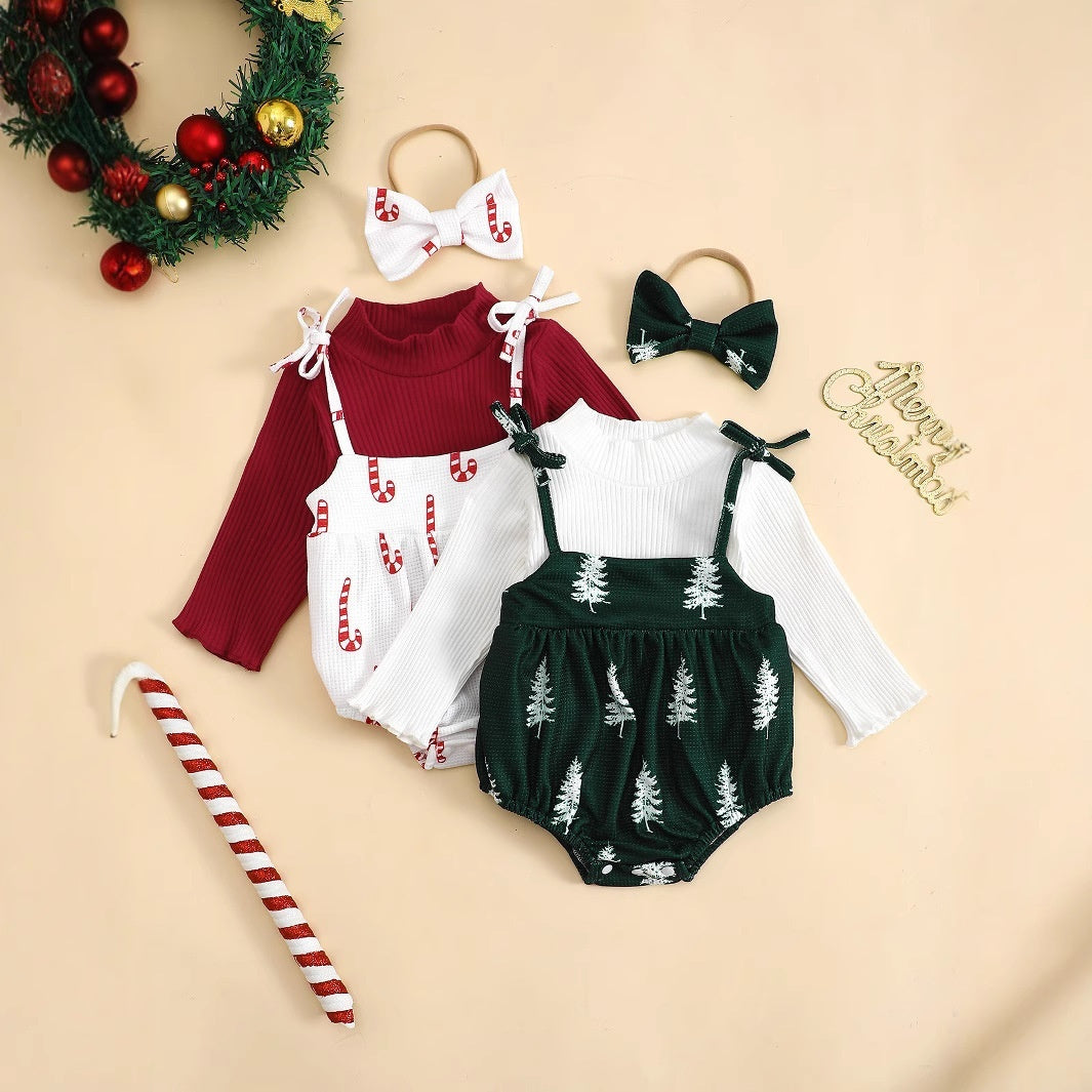 Baby Girl Christmas Suit - Long Sleeve Holiday Outfit Set