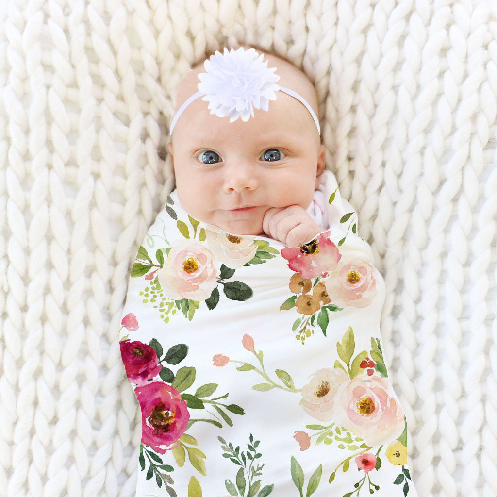 Baby Wraparound Swaddle Cloth with Rabbit Ears Hair Band - Newborn Gift Set - Free Shipping