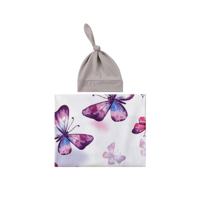 Baby Wraparound Swaddle Cloth with Rabbit Ears Hair Band - Newborn Gift Set - Free Shipping