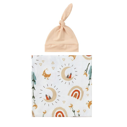 Baby Wraparound Swaddle Cloth with Rabbit Ears Hair Band - Newborn Gift Set - Free Shipping