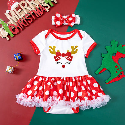 Adorable Dot Short Sleeve Baby Gown - Soft & Comfortable Sleepwear