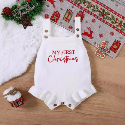 Baby Christmas Triangle Jumpsuit - Festive Snap-Closure Romper for Infants