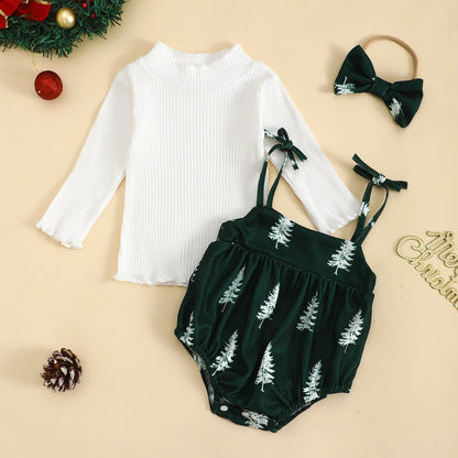 Baby Girl Christmas Suit - Long Sleeve Holiday Outfit Set