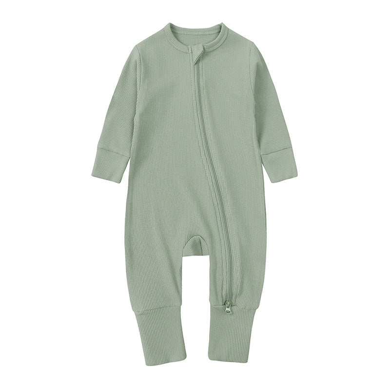 Newborn Solid Color Rib Fabric Romper - Soft One-Piece Baby Clothing - Free Shipping