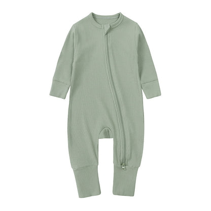 Newborn Solid Color Rib Fabric Romper - Soft One-Piece Baby Clothing - Free Shipping